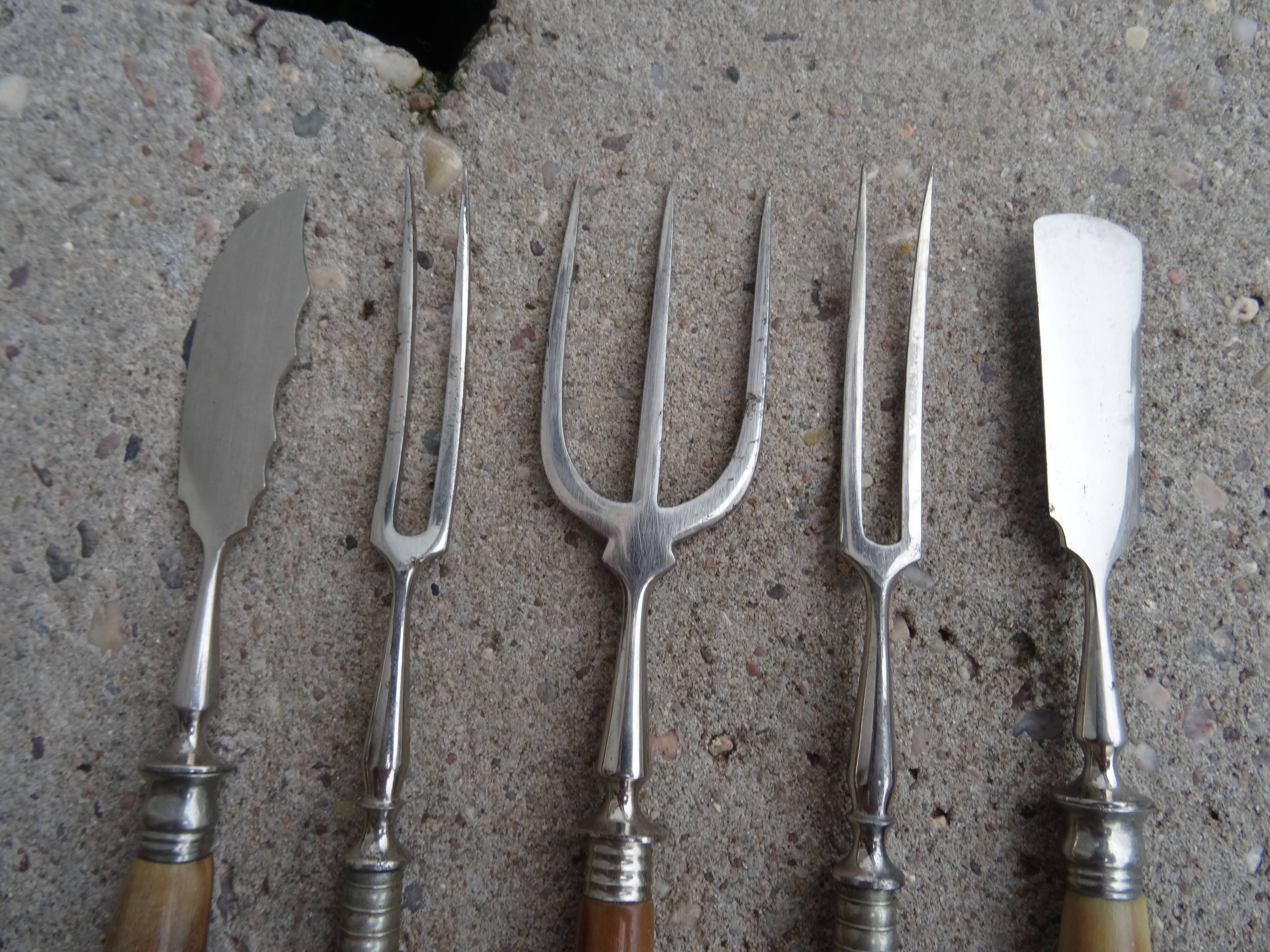 Set of 5 cutlery horn handle
