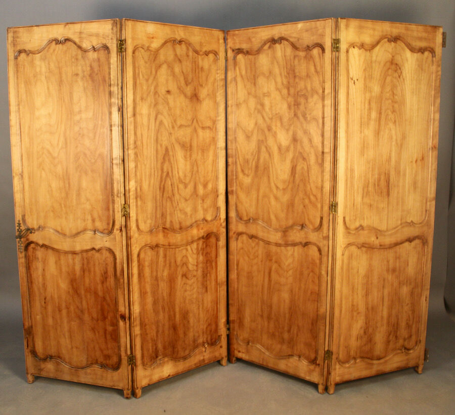 4 Vantaux Screen In Merisier Style Louis XV double-sided