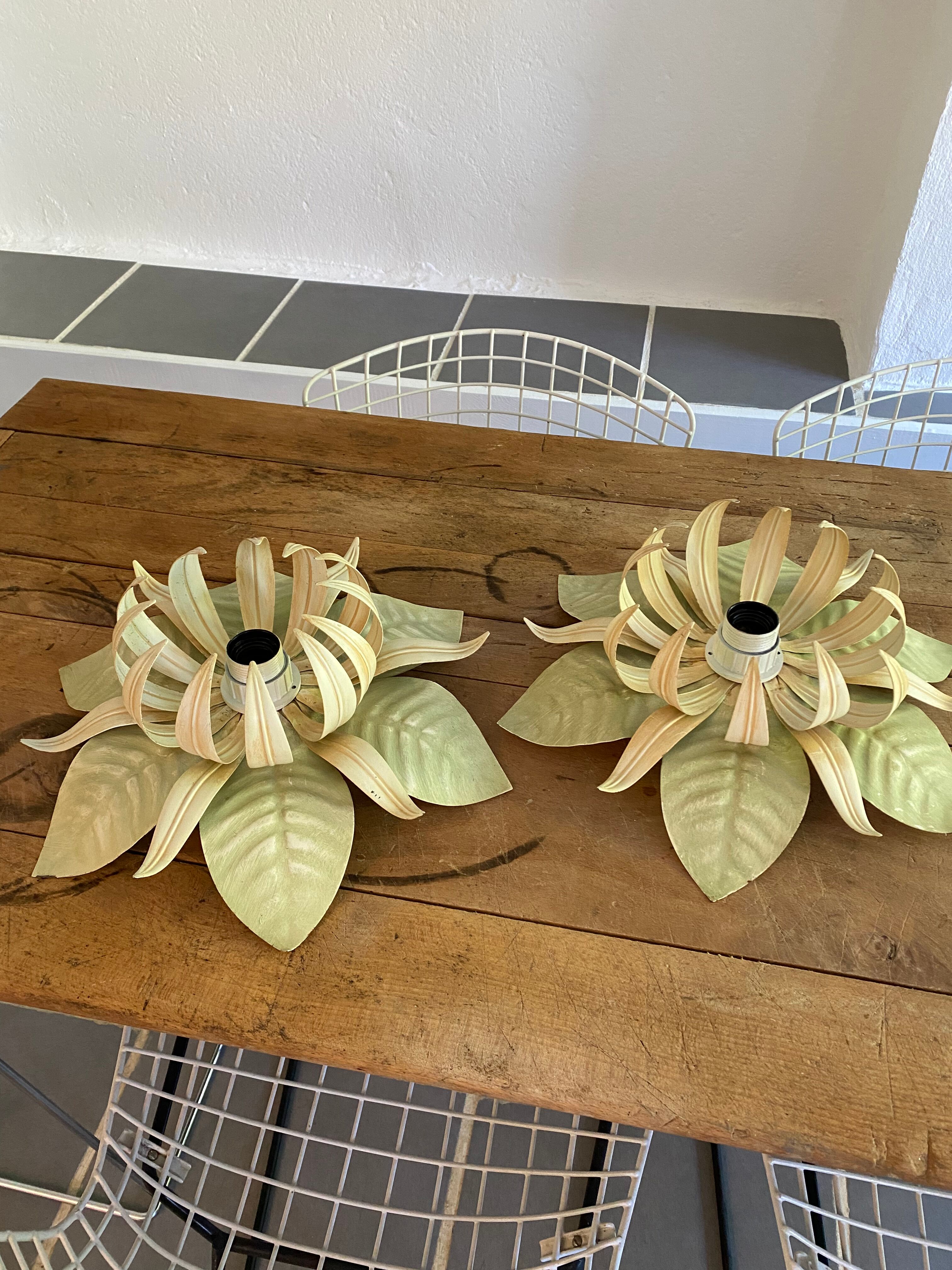 Pair of Italian vintage metal flower sconces