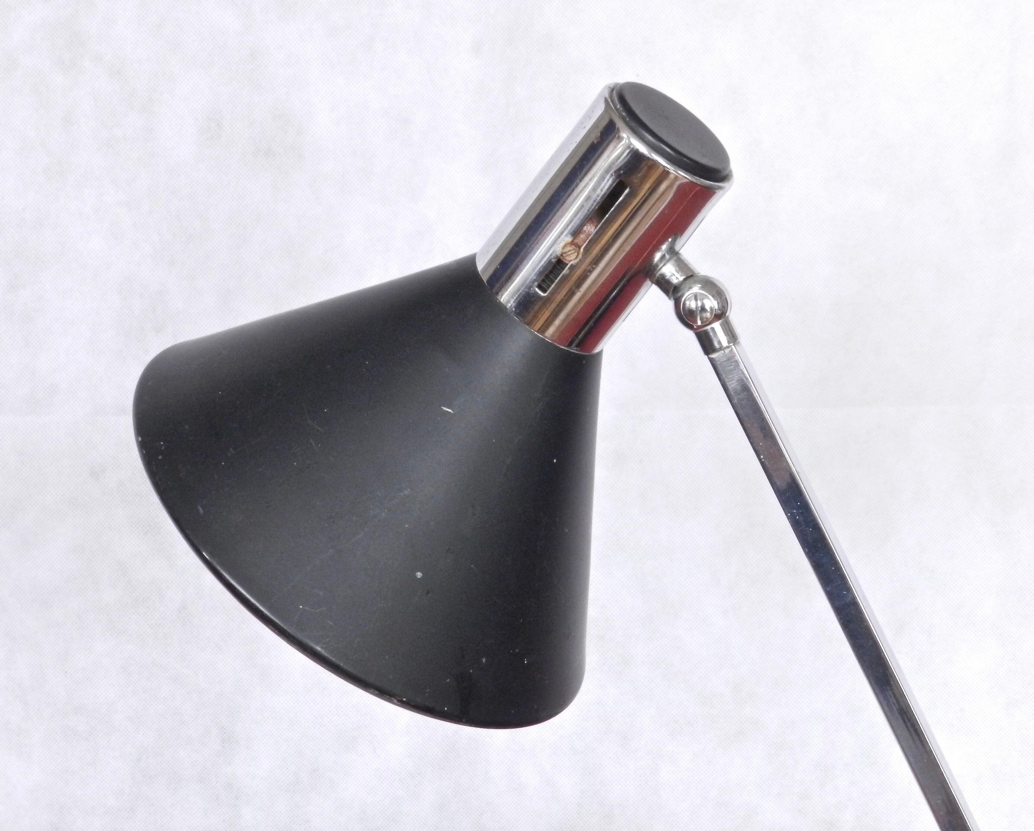 Vintage desk lamp wood metal and chrome 50s