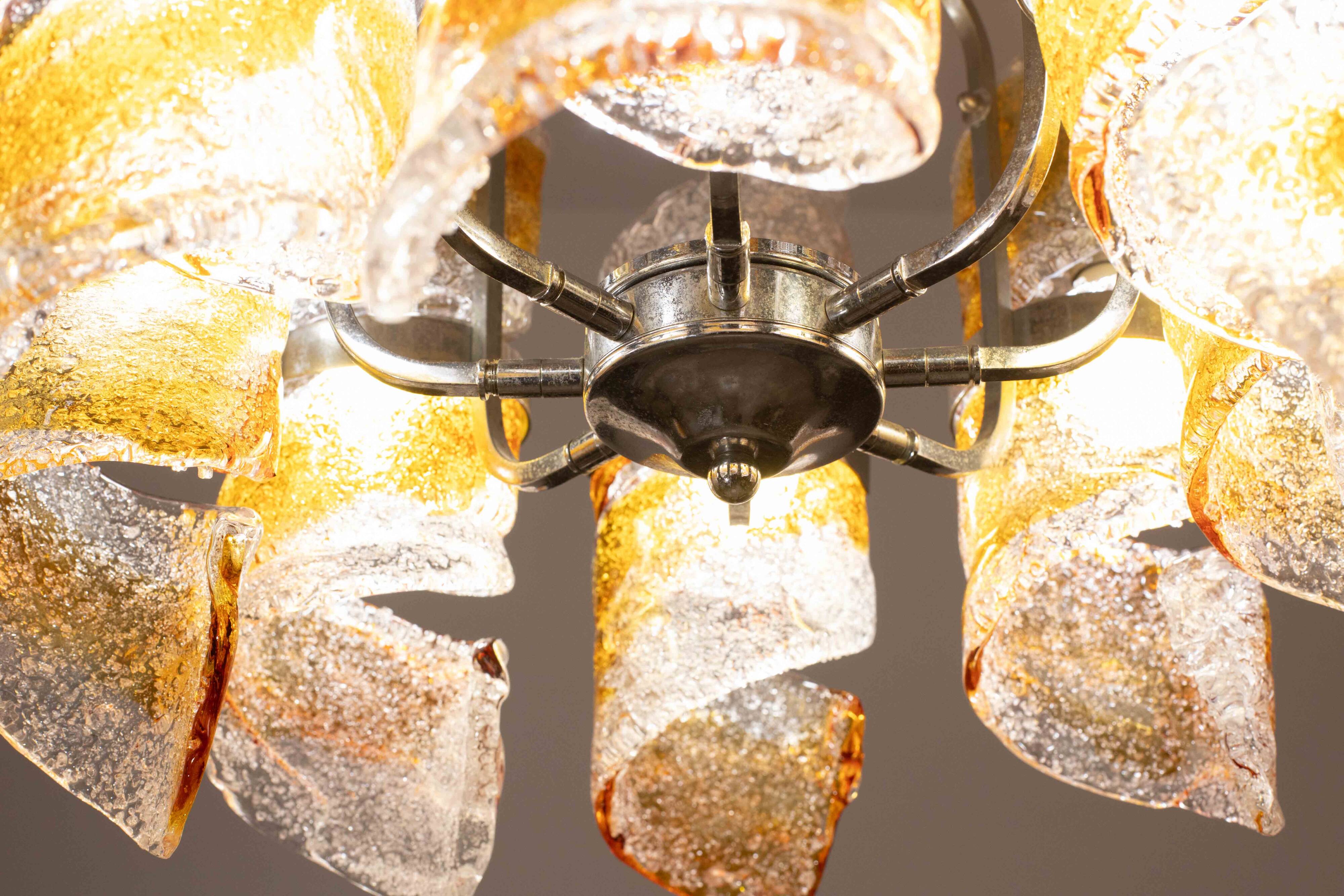 Italian Design "Twisters" Round Chandelier by Mazzega, 1970
