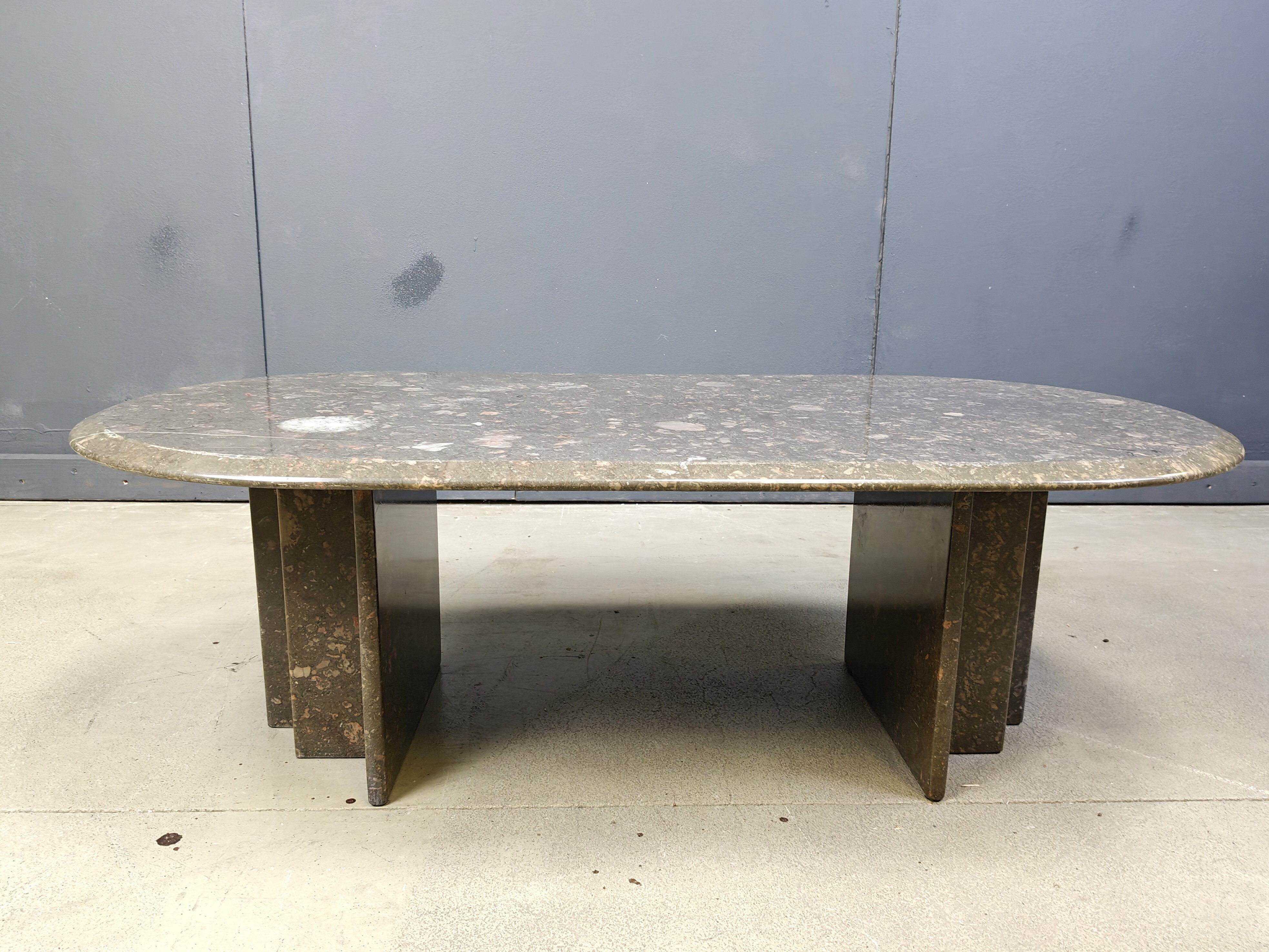 Vintage Italian grey marble coffee table, 1970s