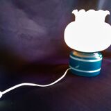 Pair of duck blue and white opaline lamps