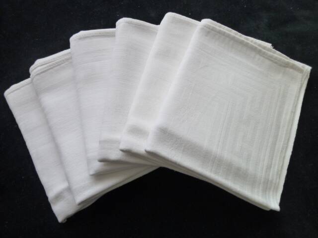 6 old white damask cotton napkins 49 x 56 cm