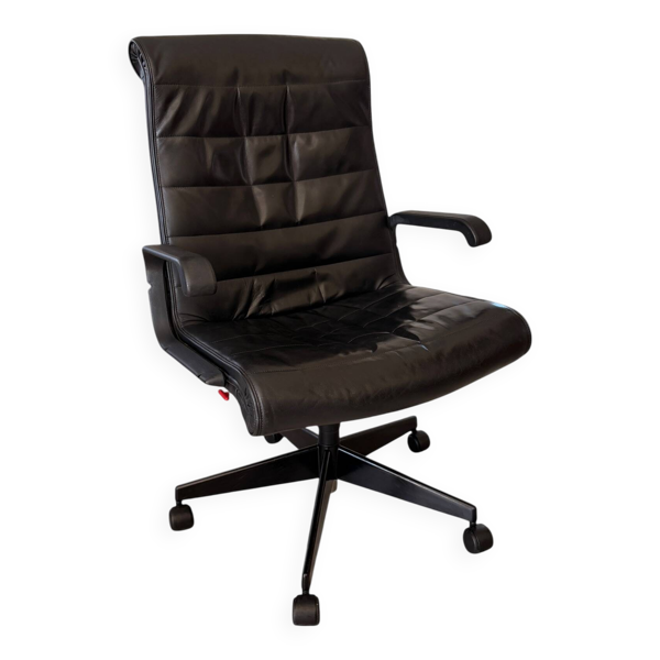 Fauteuil de Bureau Richard Sapper pour Knoll - Cuir Noir Vintage