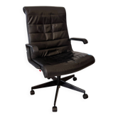 Fauteuil de Bureau Richard Sapper pour Knoll - Cuir Noir Vintage
