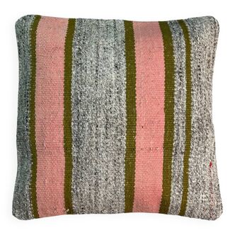 Vintage turkish kilim cushion cover , 40 x 40 cm