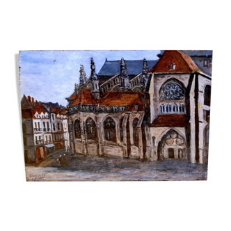 Old vintage painting signed latinvlle, dieppe late nineteenth