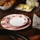 Hand-painted ceramic dessert plate with red flowers