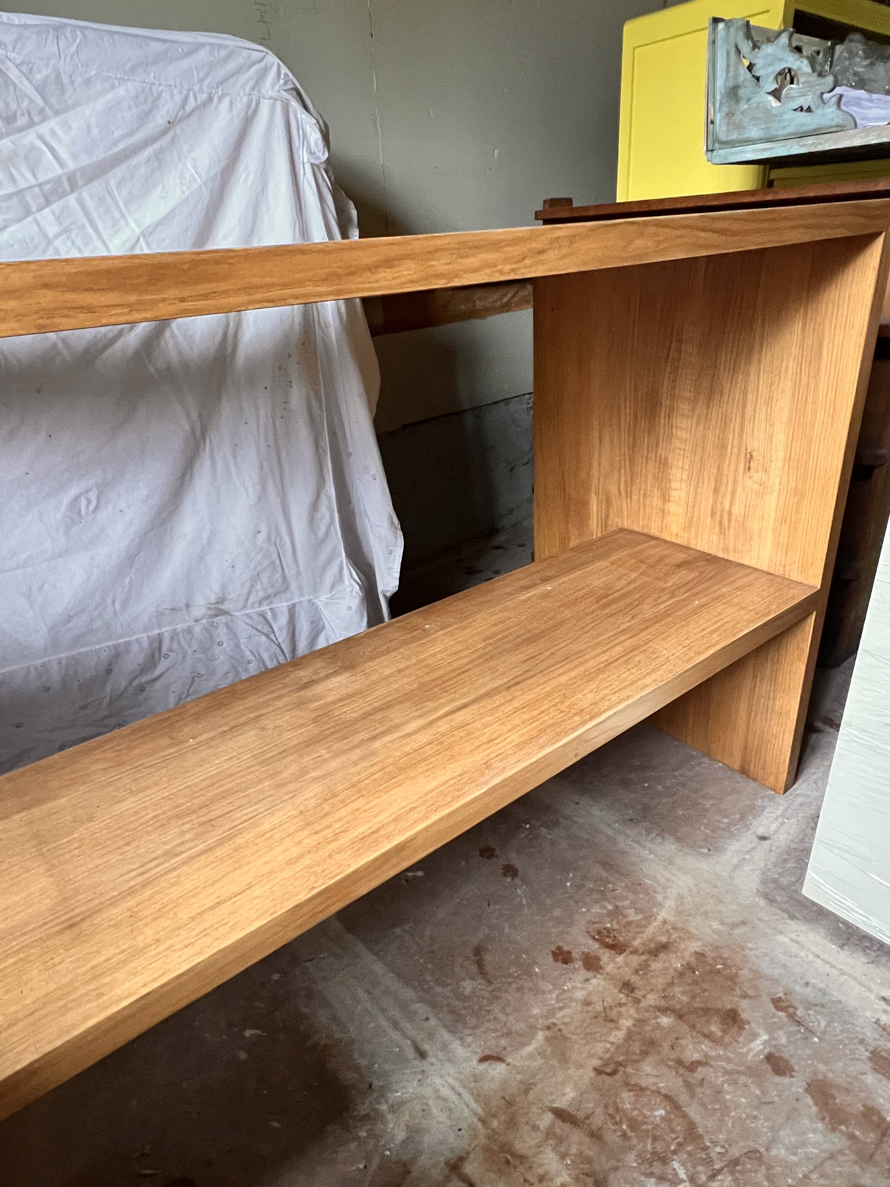 Office set, console and 2 stools in solid oak.