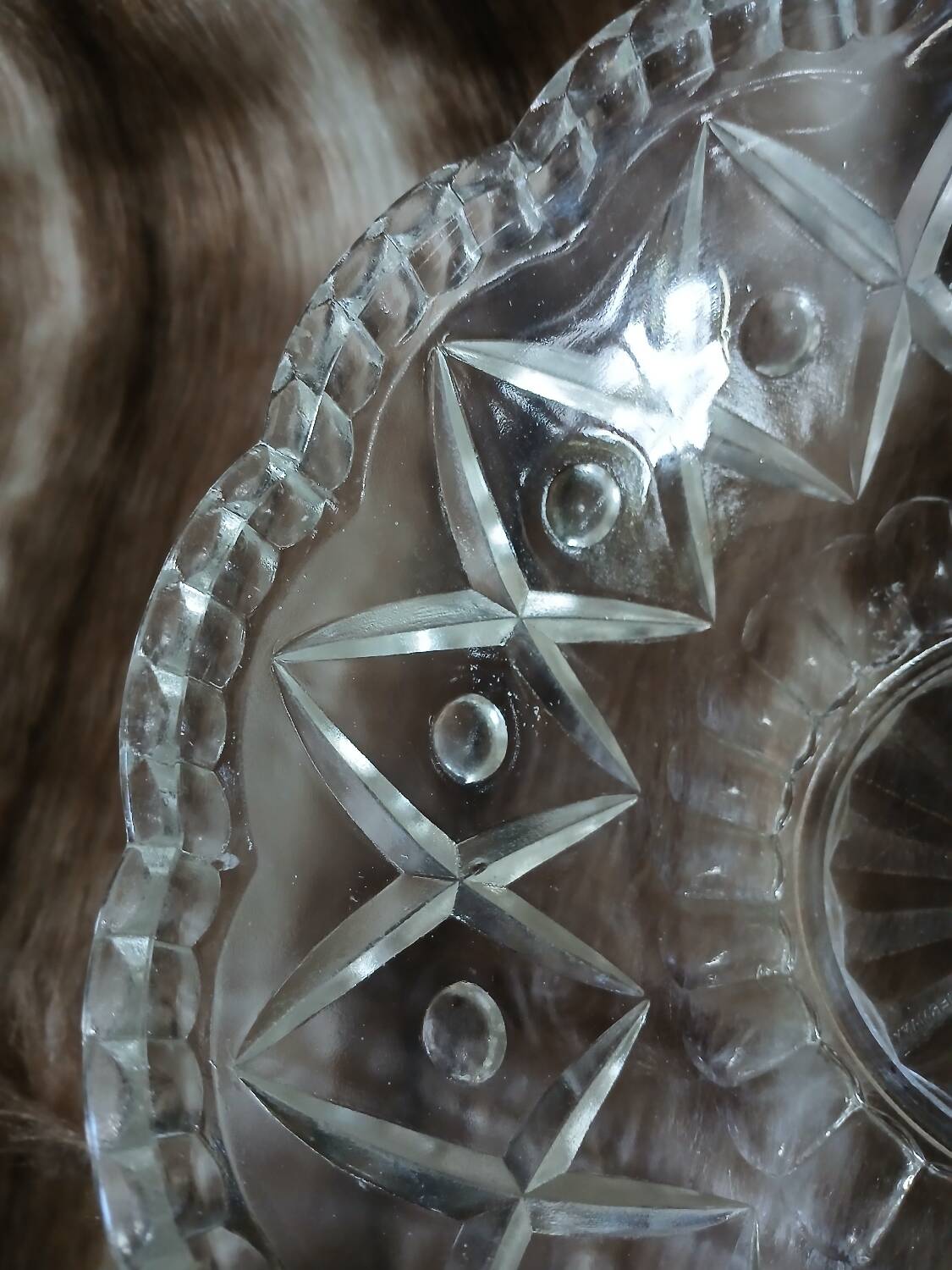 Antique cut glass salad bowl