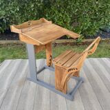 School desk with height-adjustable seat