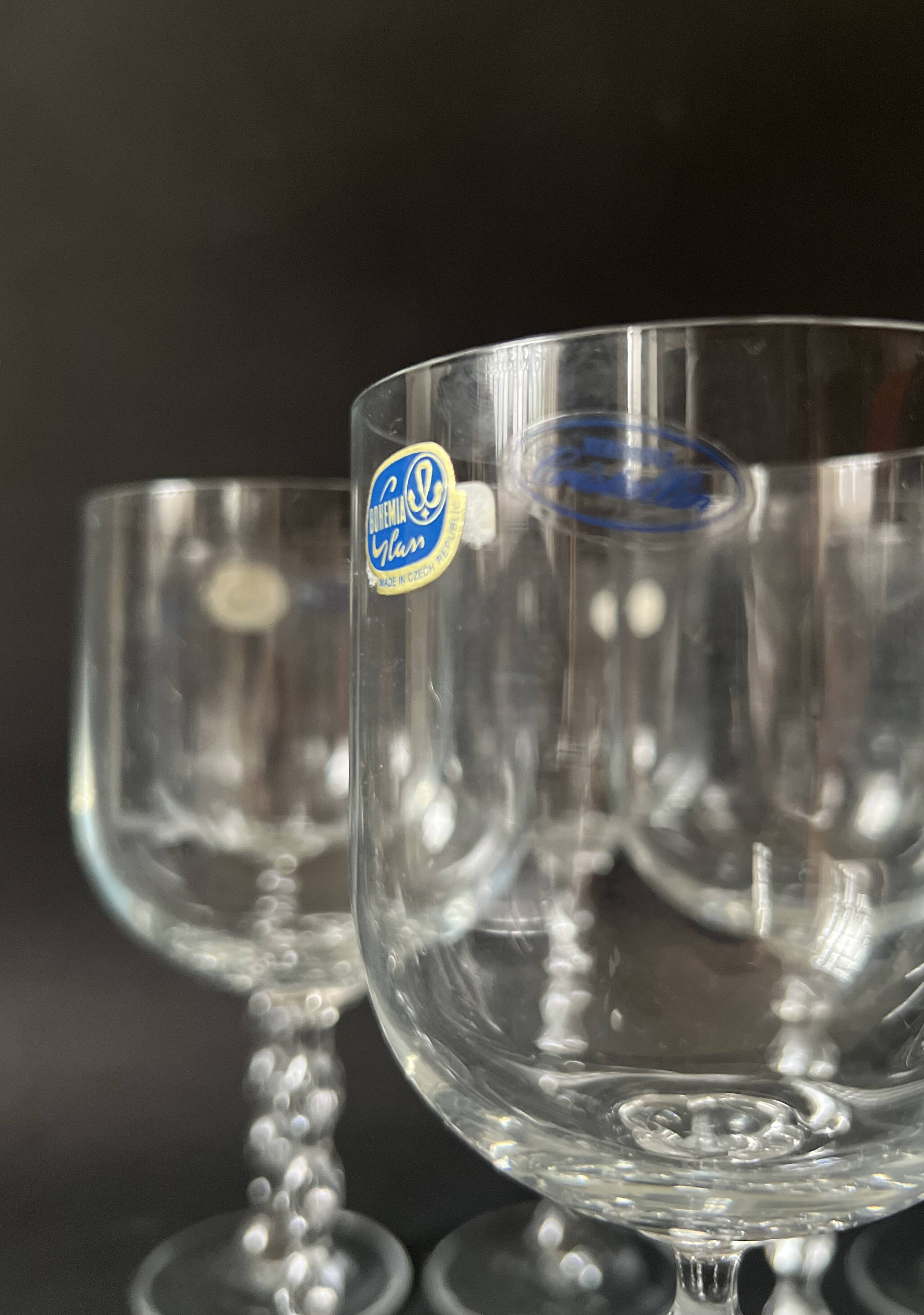 set of 8 genuine crystal wine glasses with Venetian beads