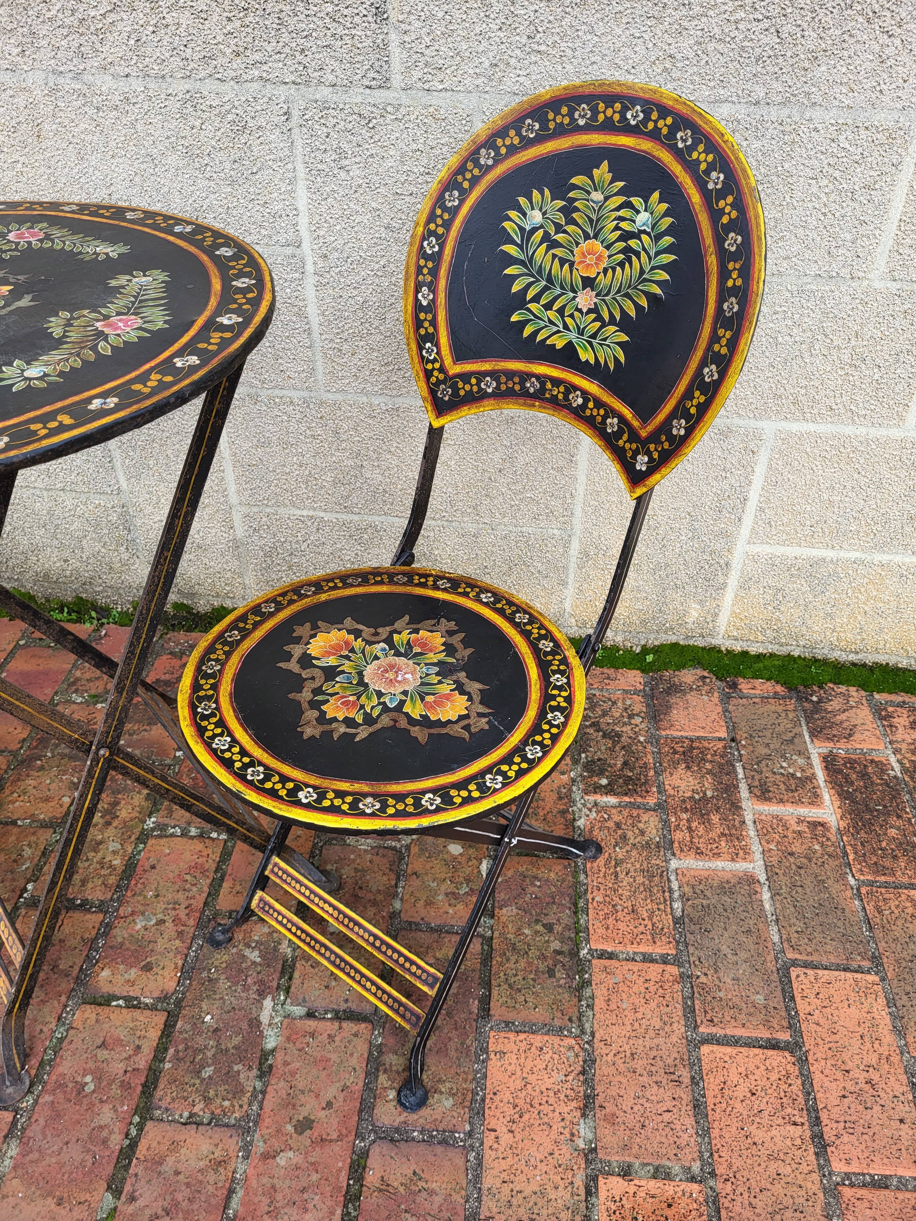 Set folding table and chairs metal Napoleon III style