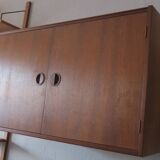 Danish teak flip-top media wall cabinet, 1960s