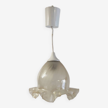 Suspension with opalescent and skirted glass lampshade. Noon. 20th century