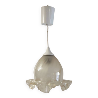 Suspension with opalescent and skirted glass lampshade. Noon. 20th century