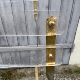4 folding chairs garden style gilded metal structure and plexiglass slats