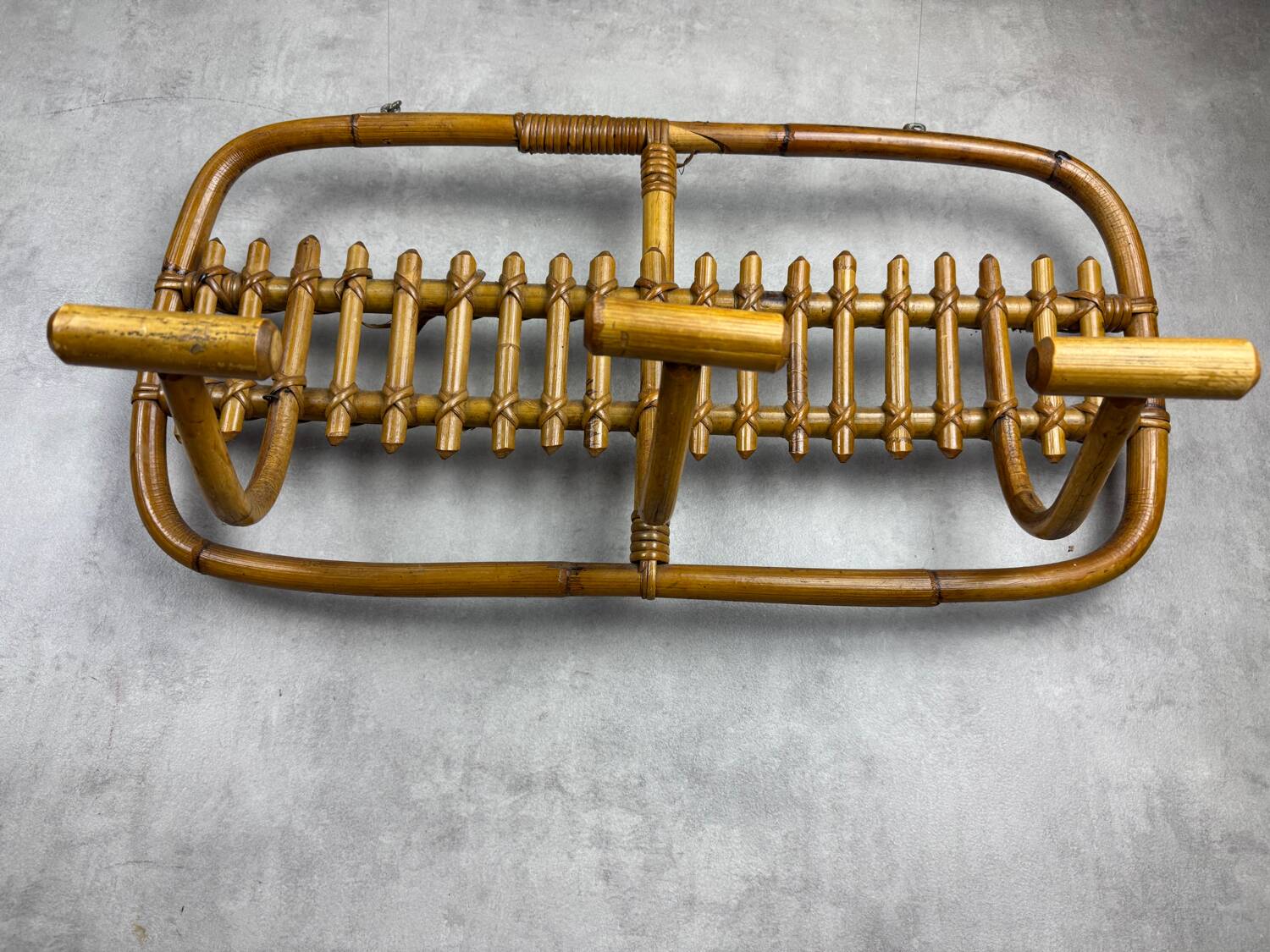 1960s Italian Rattan Coat Rack