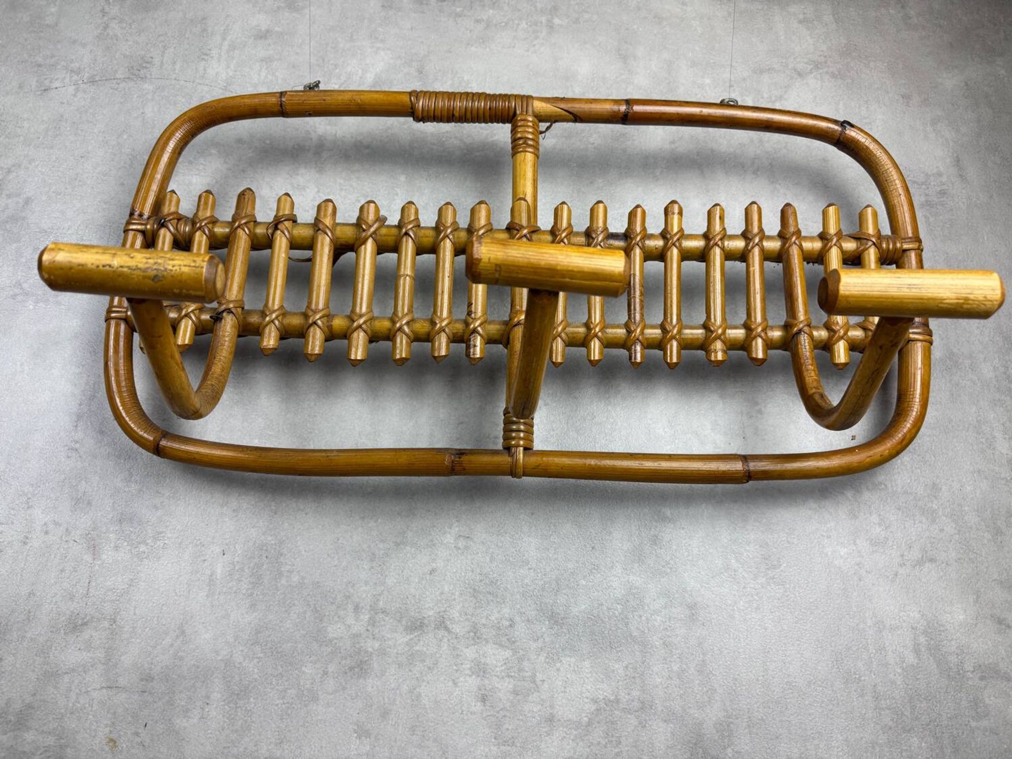 1960s Italian Rattan Coat Rack