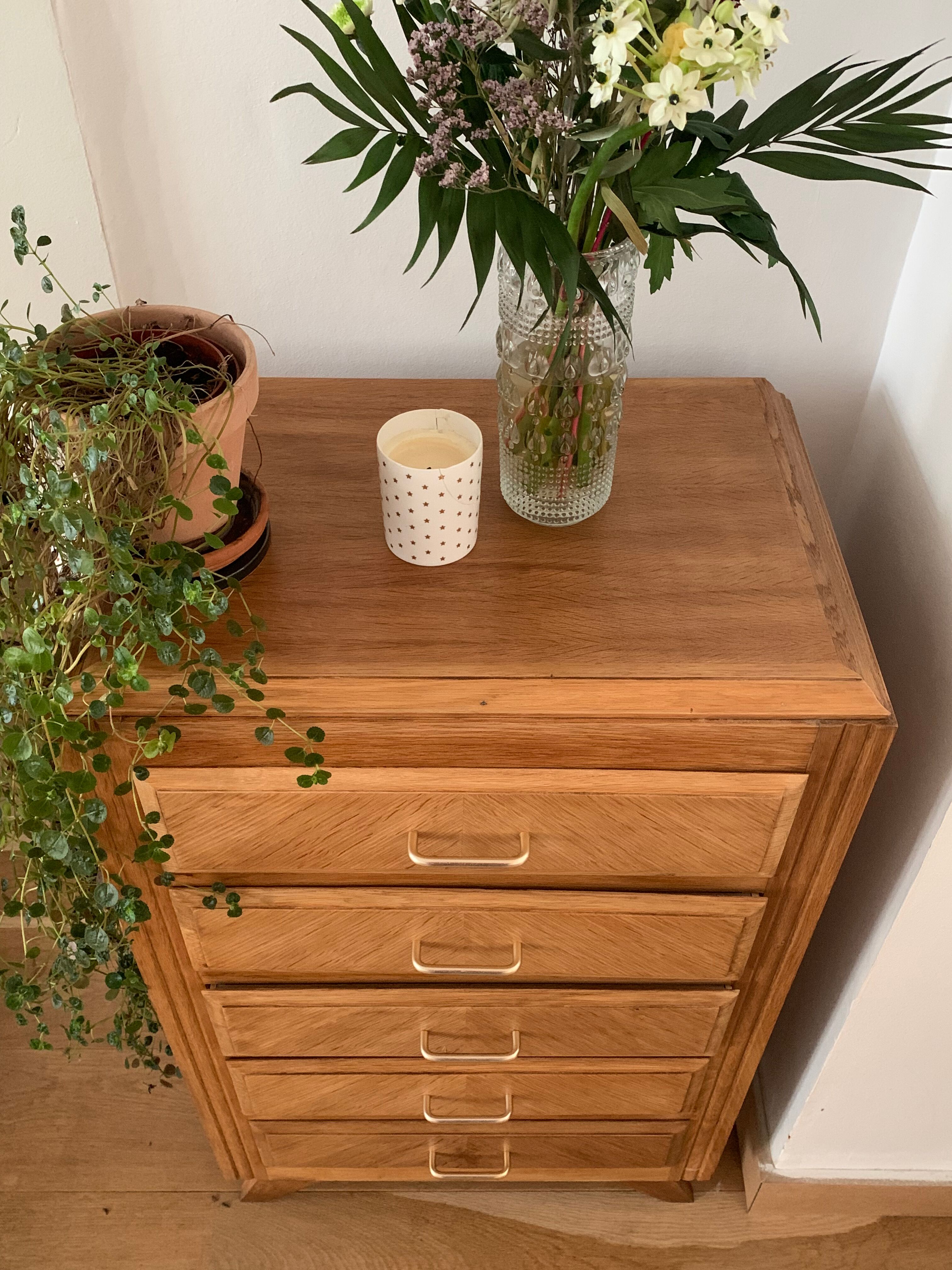 Vintage oak chiffonier