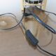 Grande lampe en bambou abat jour tubulaire années 70 80