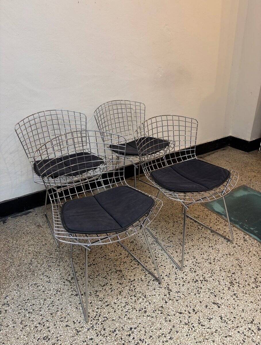 Chrome-plated side chairs by Harry Bertoia for Knoll, 1970s, set of 4