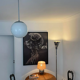 Vintage chandelier opal globe, art deco 1930