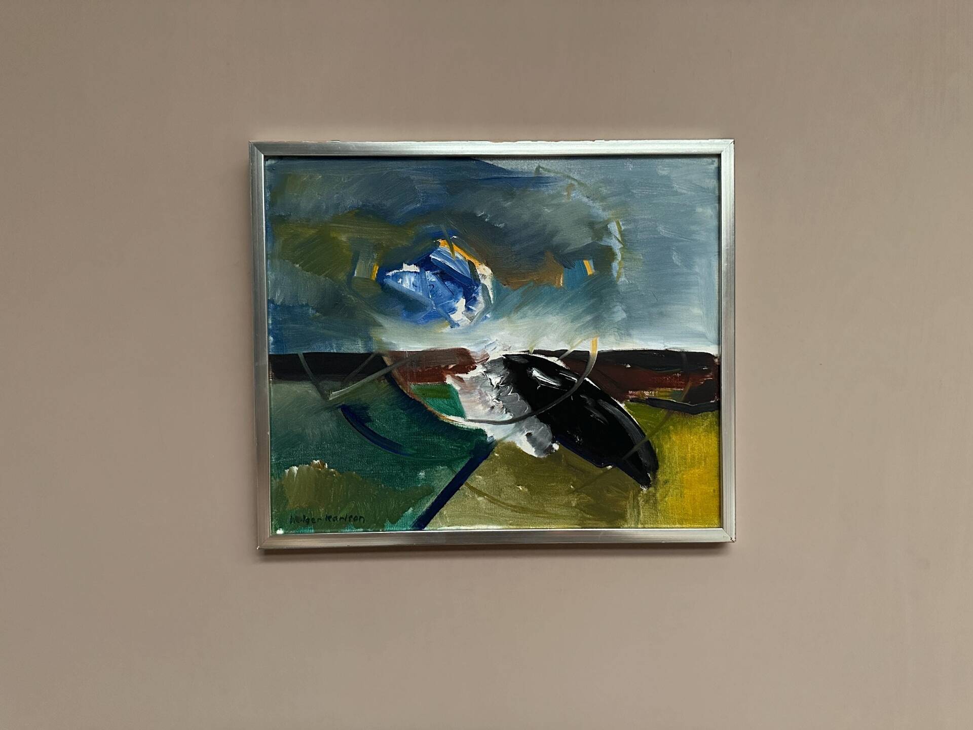 Huile sur toile originale suédoise – “Composition” par Holger Karlson