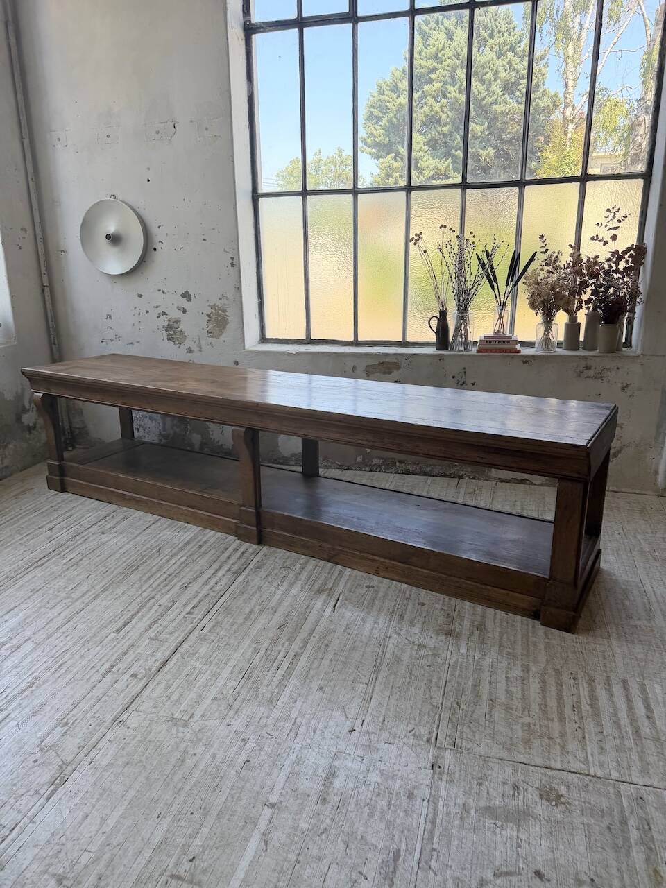 Table de gantier drapière 1900 chêne massif 330cm XL