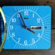 Vintage formica clock rectangular silent wall clock "Carrez blue"