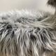 Vintage chair, gray long-haired synthetic fur