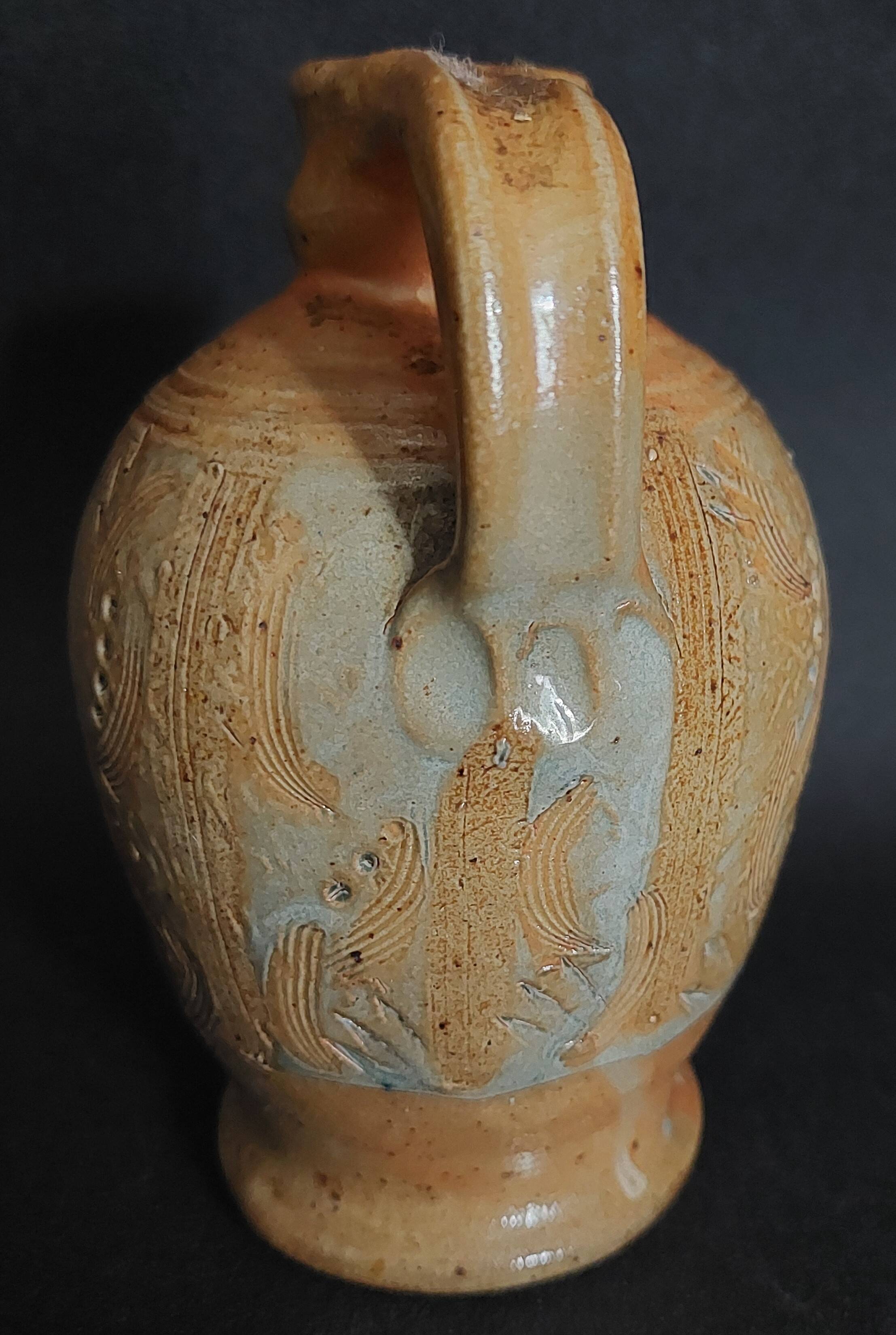 20th century stoneware carafe, salt stoneware, Perrine Léger, the workshop of the upper Gard