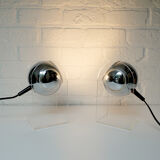 Space Age  sphere plexiglass table lamps pair, 1960-70s