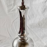 Large vintage floor lamp base in chrome metal and brushed aluminum