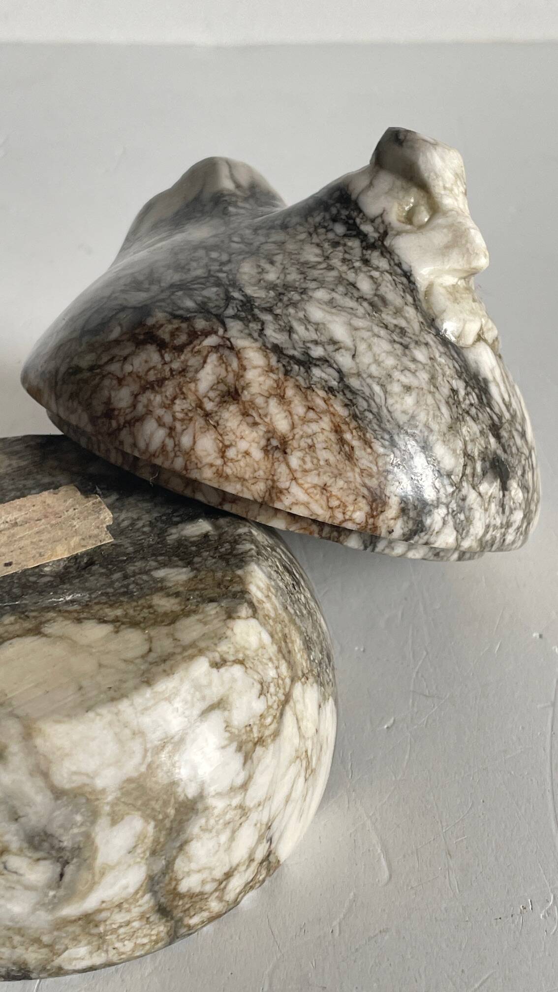 Vintage Marble Chicken with Eggs Sculpture