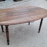 Burgundian oval farm table in 19th century solid oak with shutters - 1m93