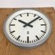 Grey Industrial East German Wall Clock from GW, 1960s
