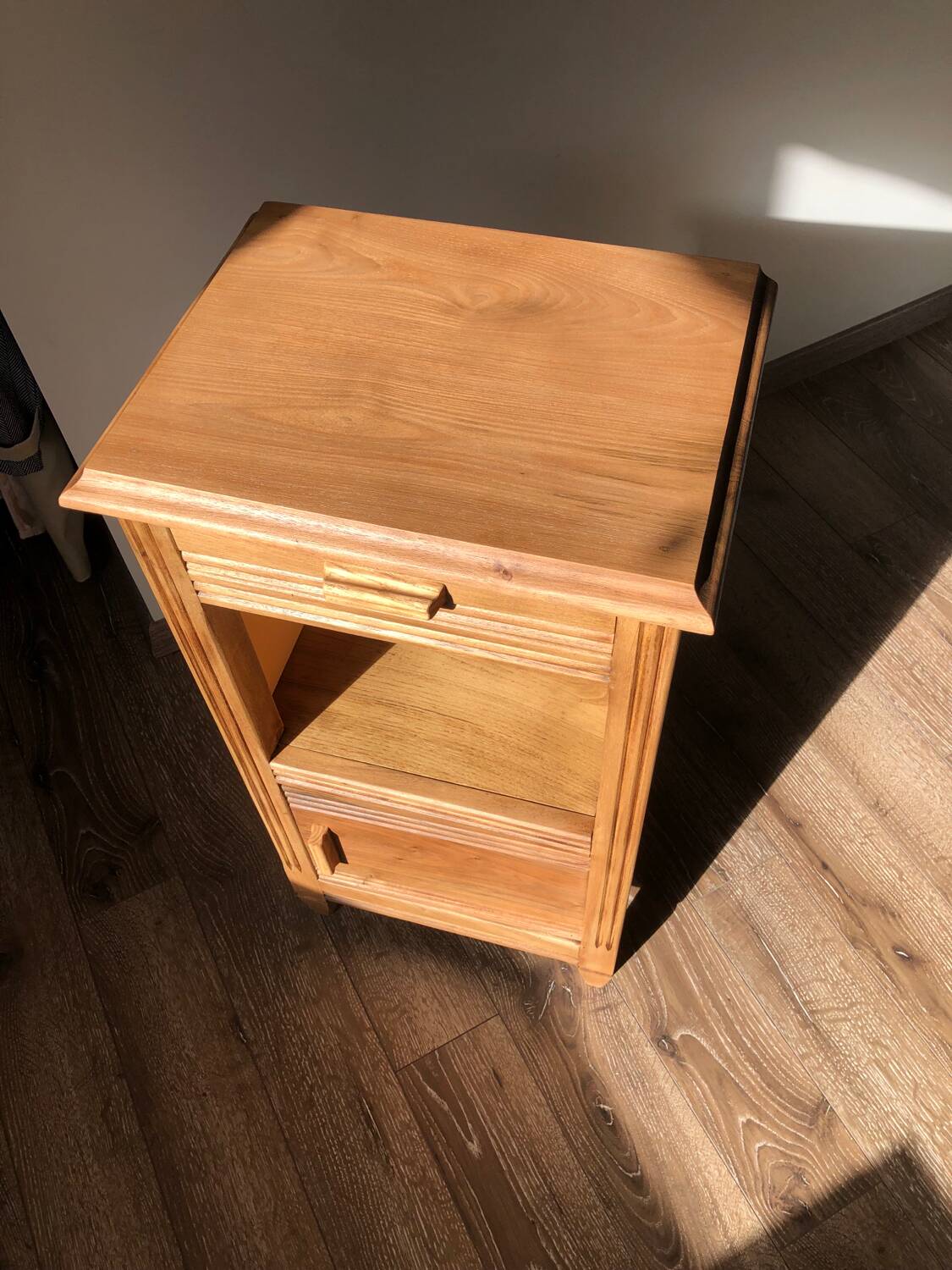 Renovated oak bedside table