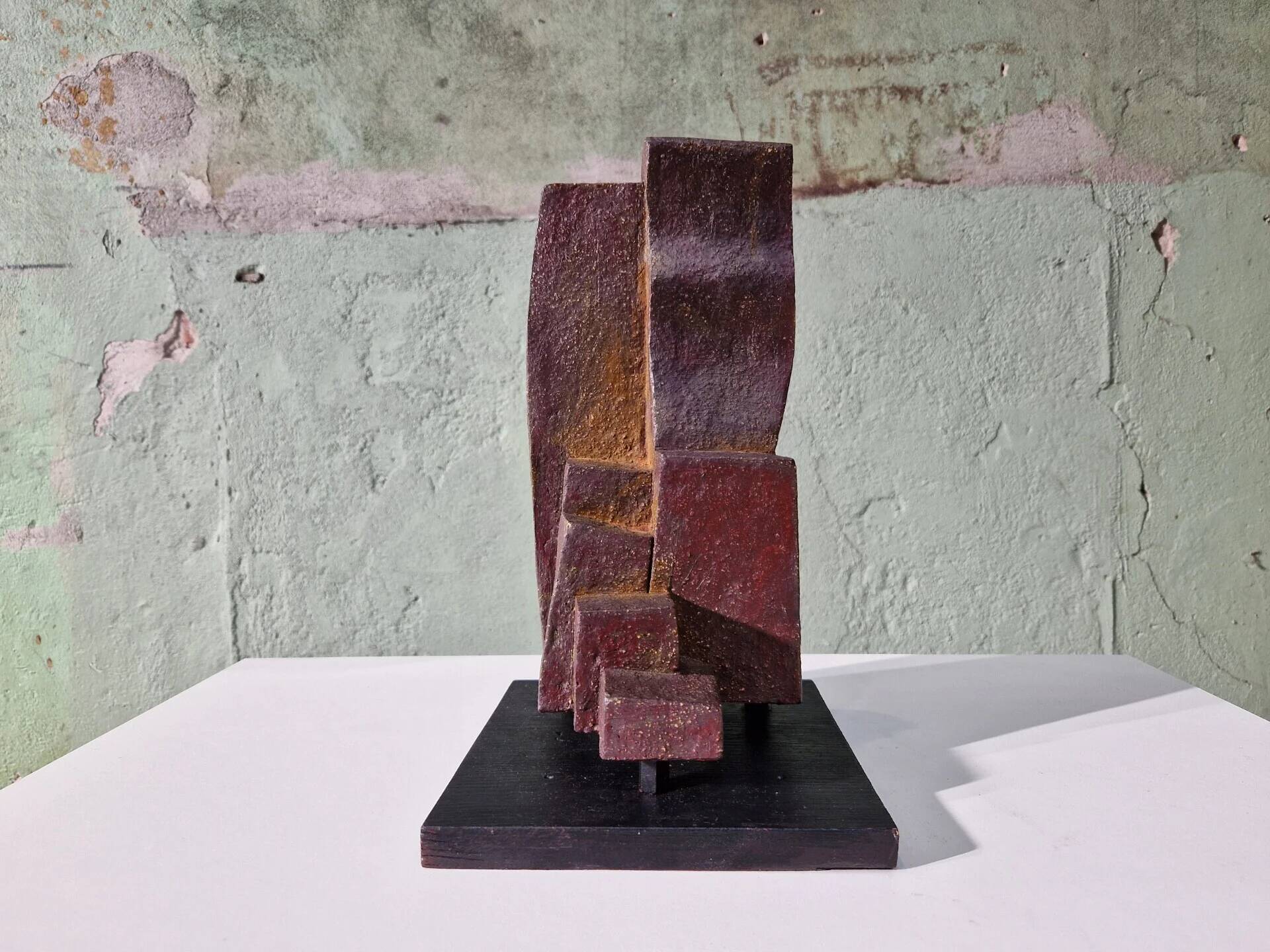 Patinated Cor Dam sculpture in fireclay, 1970s