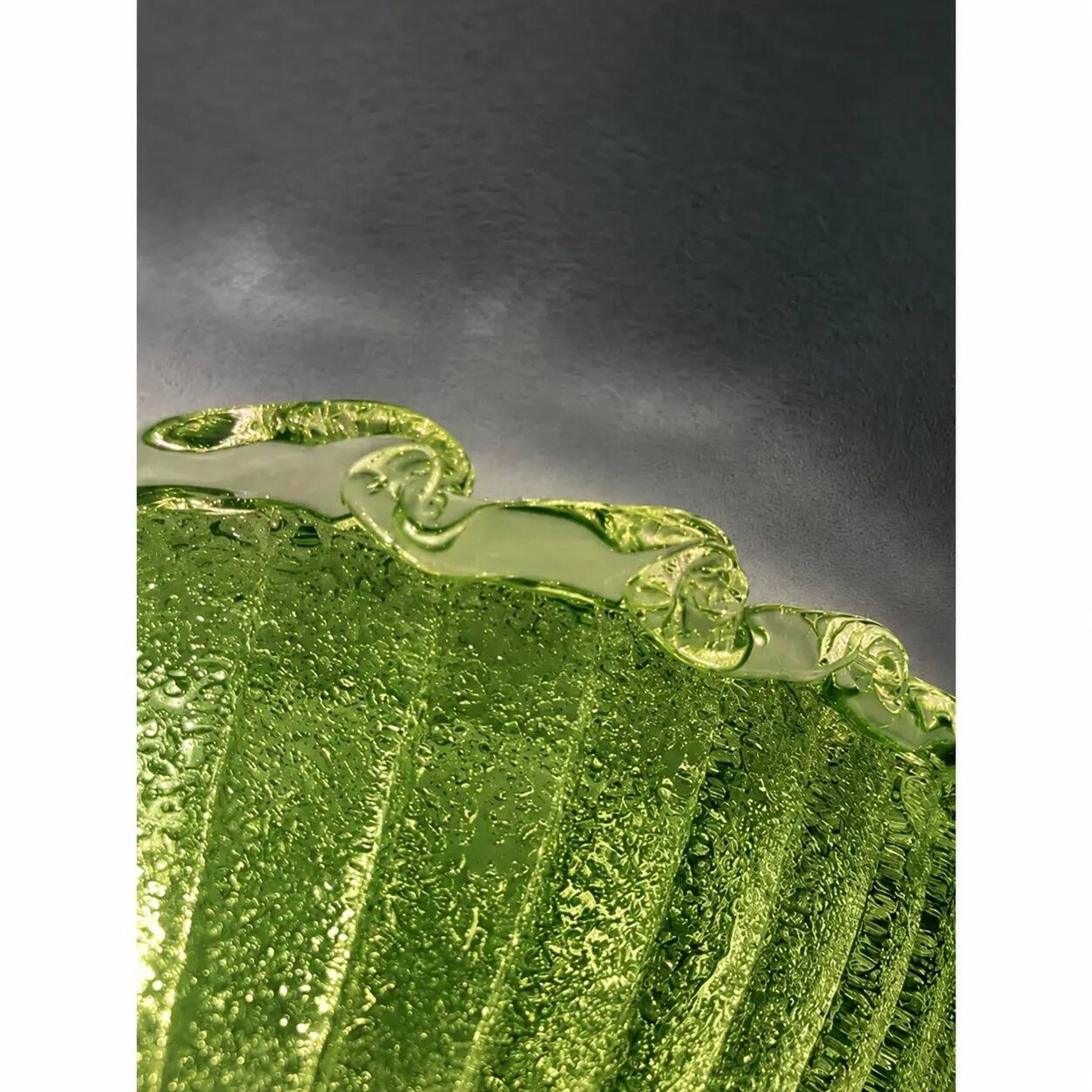 Green Murano Glass Italian Graniglia" Budino" Flush Mount in 70' Style