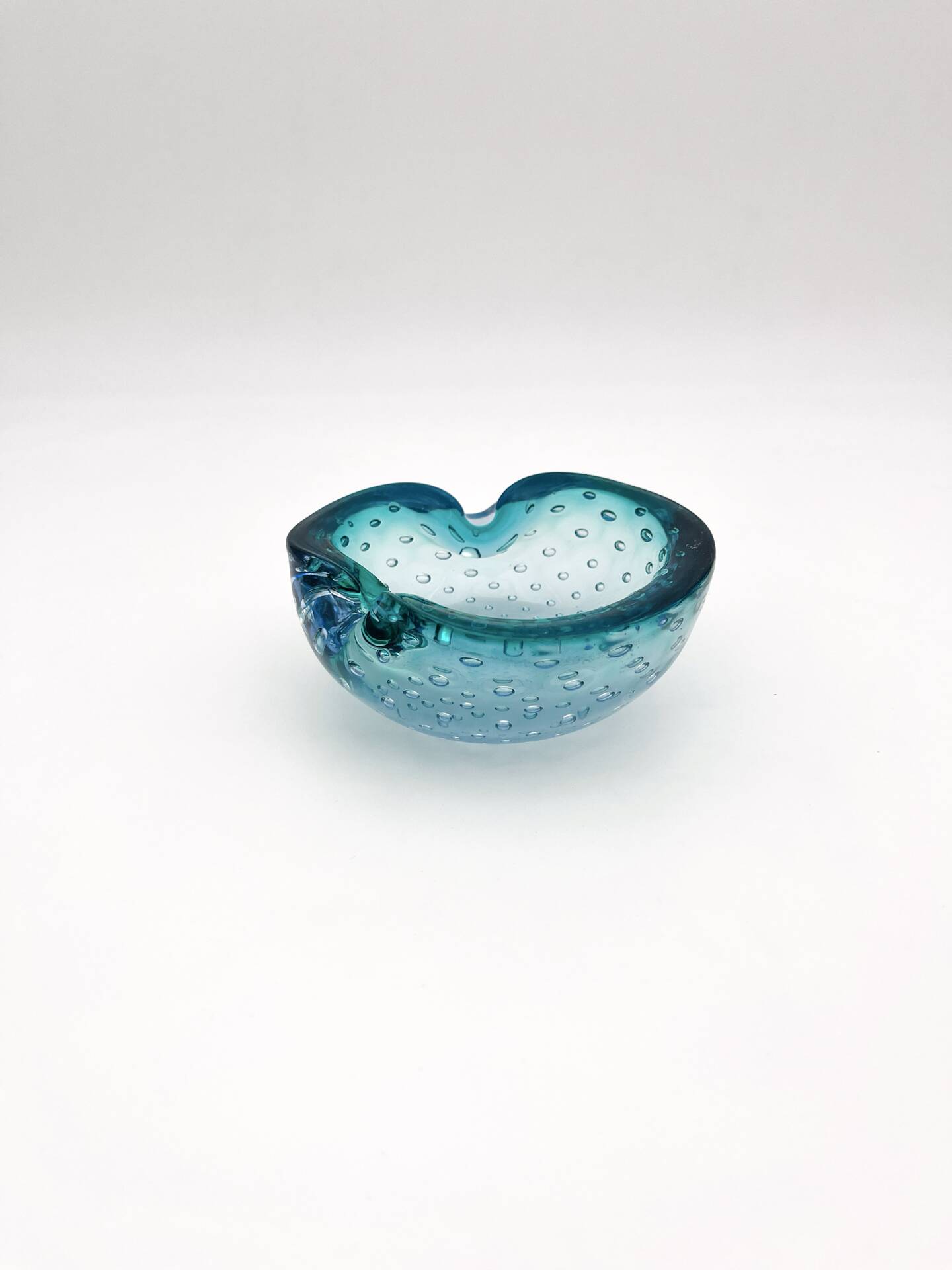 Murano Bullicante Peacock Blue Vide-Poche Vintage 60s 70s Art Glass