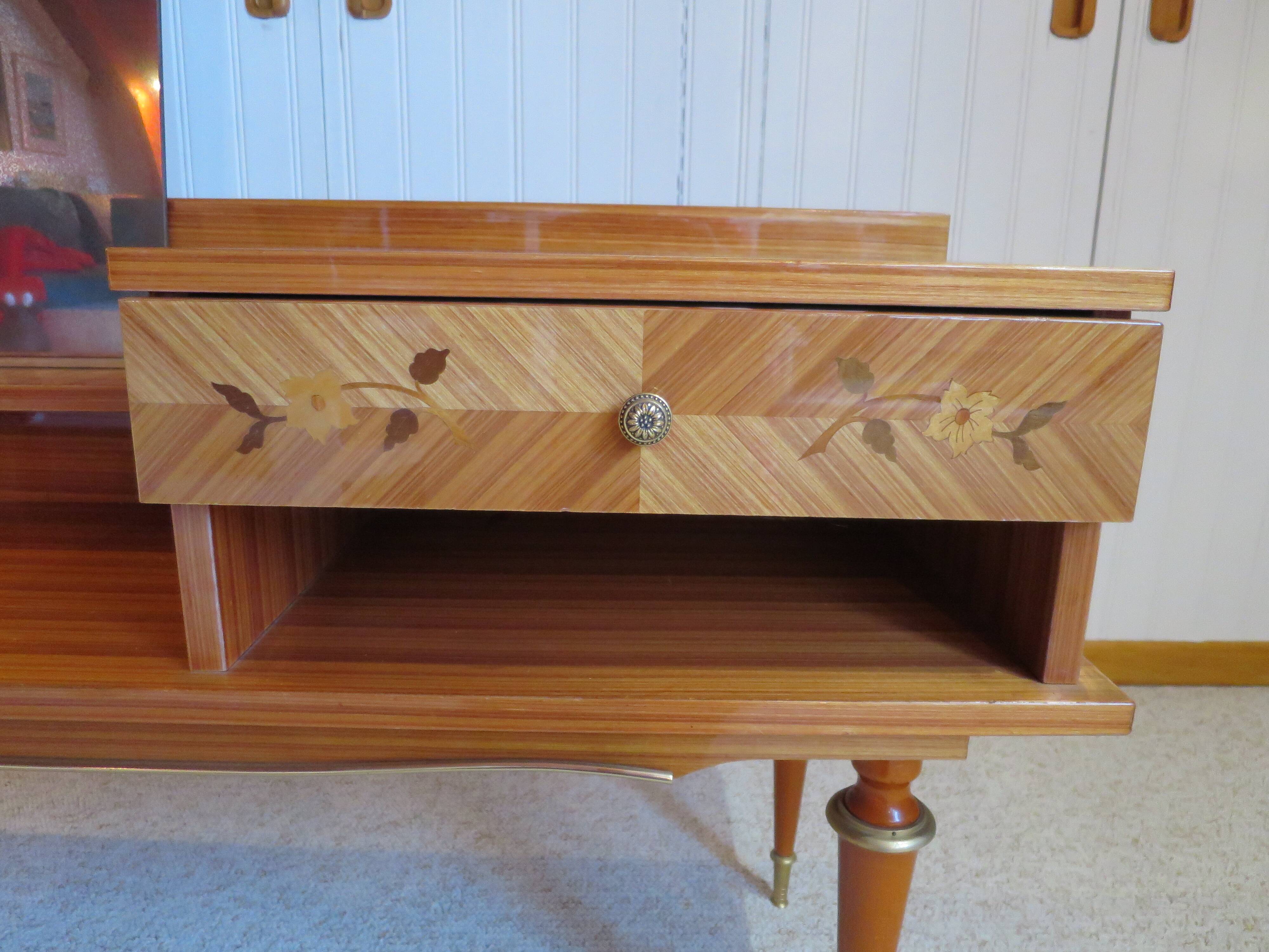 Console dressing table - hall furniture - drawer and mirror - 60s - vintage - modernist