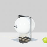 Table lamp in polished metal and opaline, 1970s