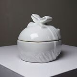Jewellery box or Easter sweet jar in white porcelain Apilco Deshoulières