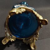 Mary Gregory enamelled glass vase snow decoration on art nouveau blue background 1900