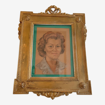 Portrait cadre en bois noeud  ruban 68 x48