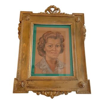 Portrait cadre en bois noeud  ruban 68 x48