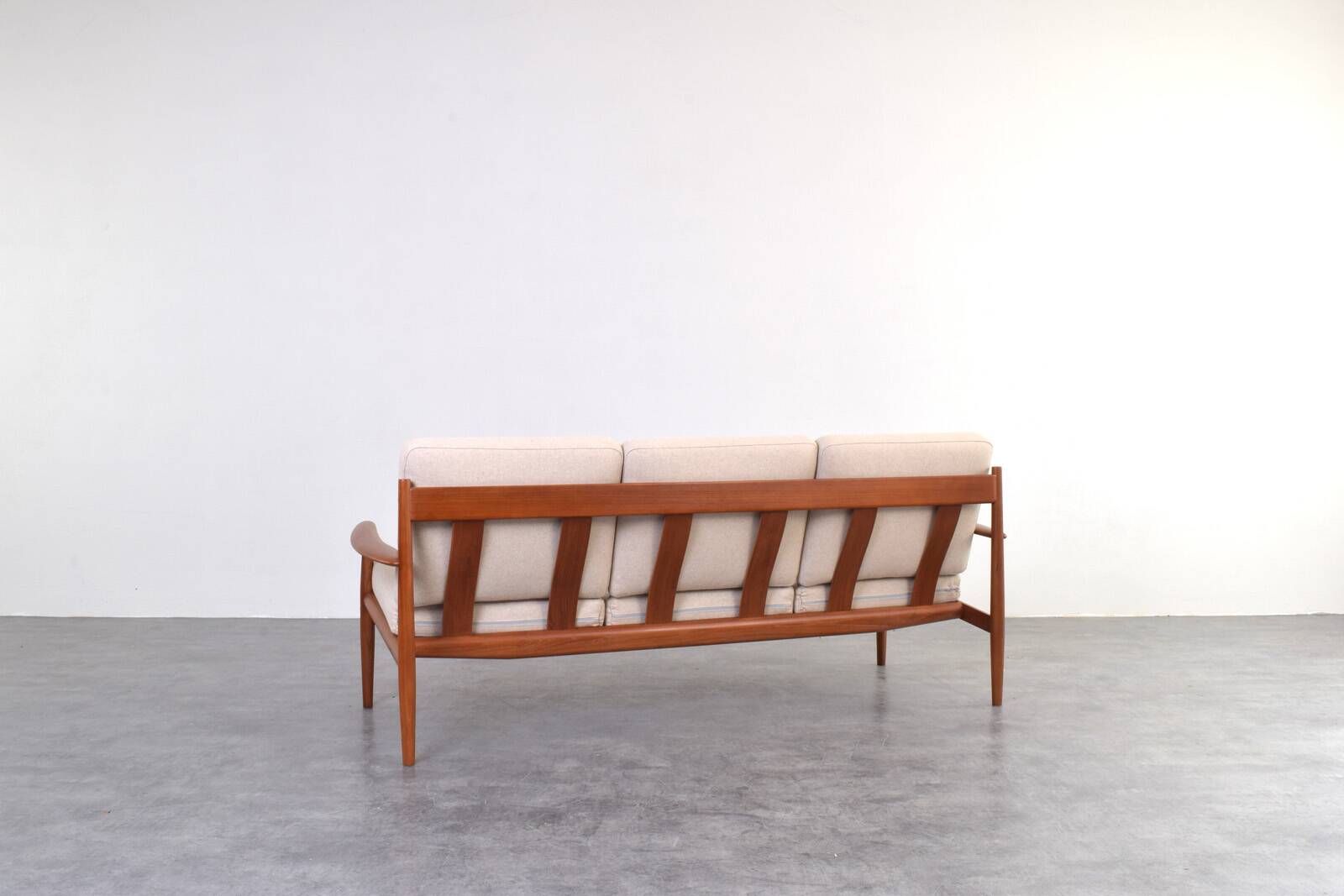 Mid-Century Danish Teak & Wool Sofa by Grete Jalk for France & Søn