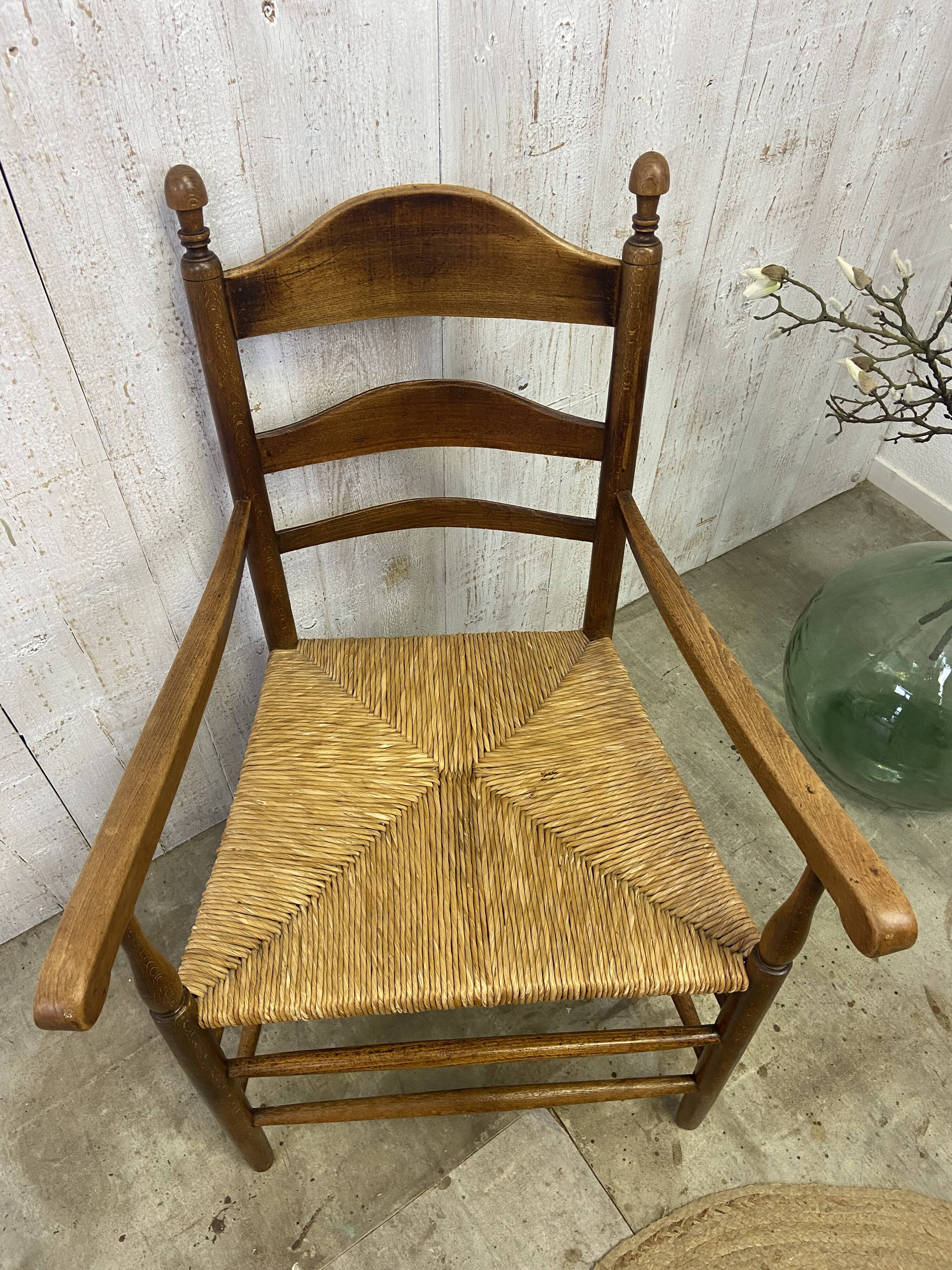 Vintage straw armchair
